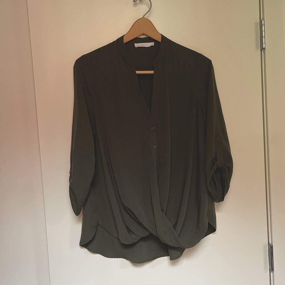 Lush Cross Front Button Blouse